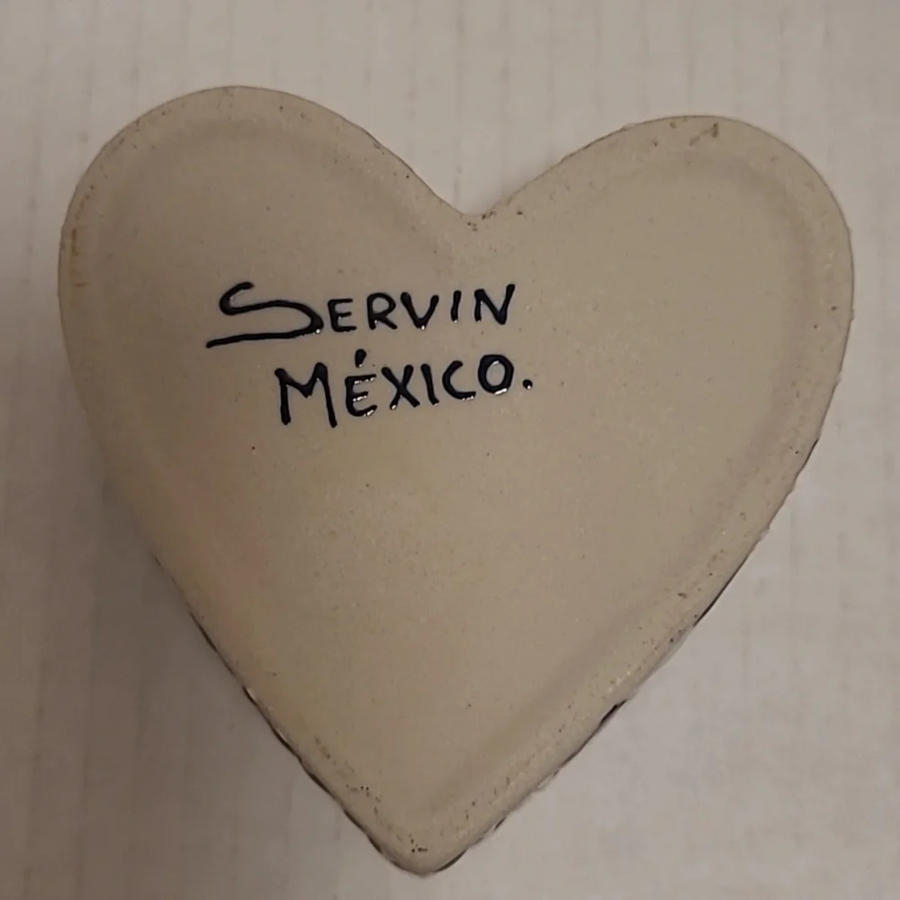 Handmade Mexican Floral Heart Shaped Trinket Box /Stash Box